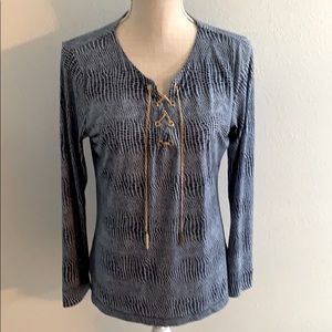 Michael Kors - Blue with Gold Chain Top Blouse SzM